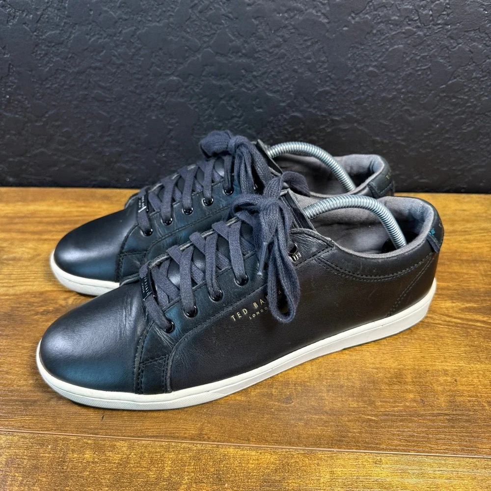 Ted Baker London Theiyo Black Leather Fashion Sneaker Mens 9.5‎